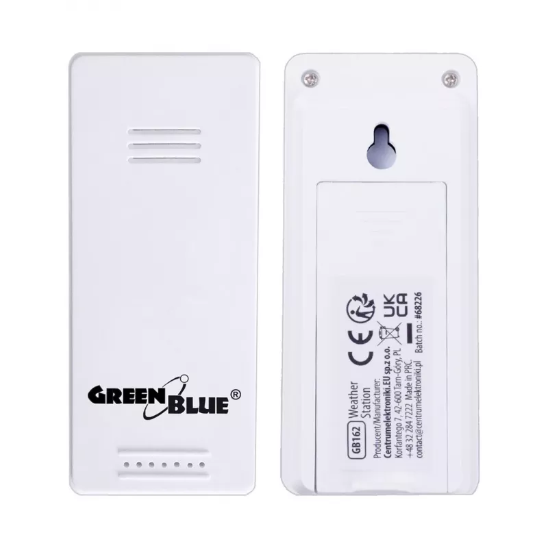 GreenBlue wireless weather station, IN/OUT temperature, clock, °C/°F selectable, range up to 60 m, GB162