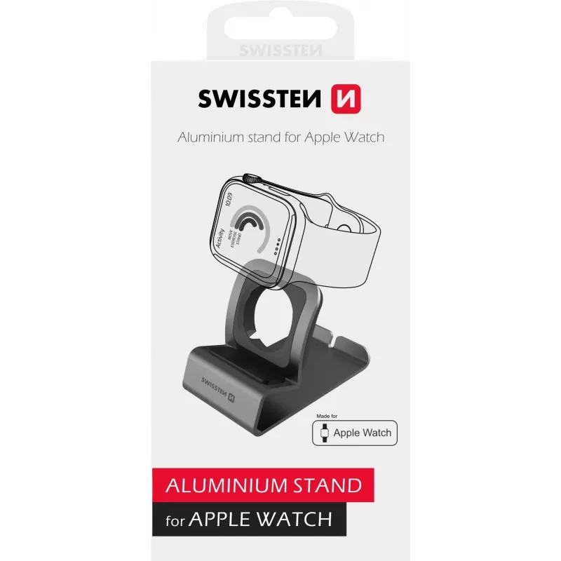 Aluminium Stand SWISSTEN 25005200 for Apple Watch Series 1–6, Grey