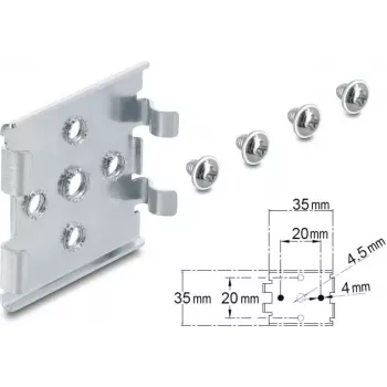DIN rail clip with 5 mounting holes, horizontal and vertical mounting, DELOCK 67394