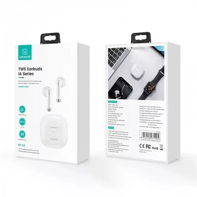 Bluetooth Headphones Usams TW S 5.0 IA Series White