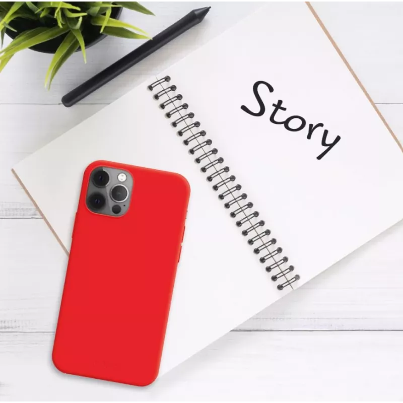 Back cover FIXED for Apple iPhone 16 Pro, rubberized finish, red