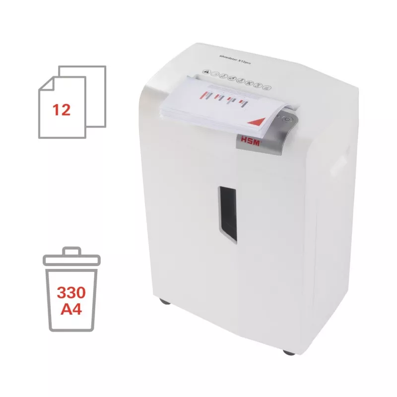 Paper shredder HSM 1033121 particle-cut 2 x 15 mm, 23 cm working width, 26 L basket, white