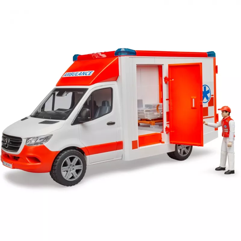 Bruder 1/16 Mercedes-Benz Sprinter Ambulance with Driver by Mercedes-Benz Sprinter Autotransporter with Roadster by Ages 4 Years +