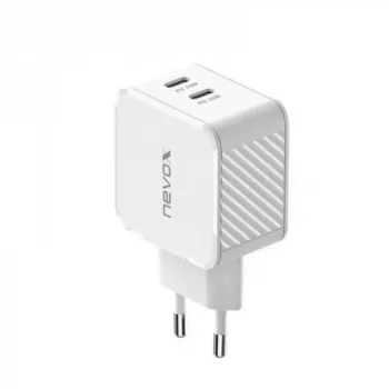 Nevox 45W Dual USB-C Power Delivery GaN Charger, white, model 2569
