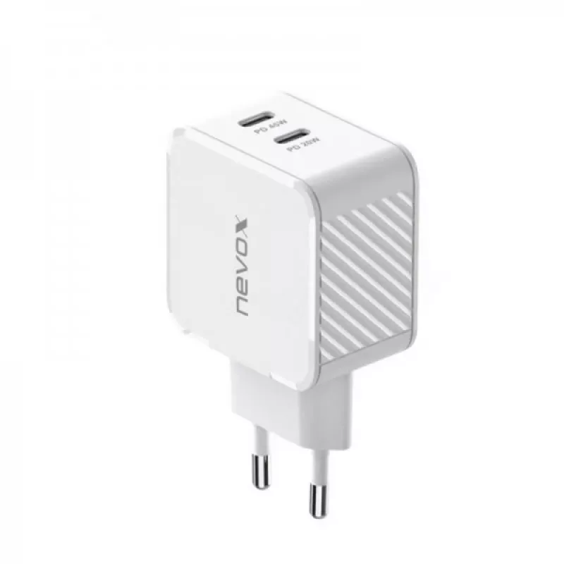 Nevox 45W Dual USB-C Power Delivery GaN Charger, white, model 2569