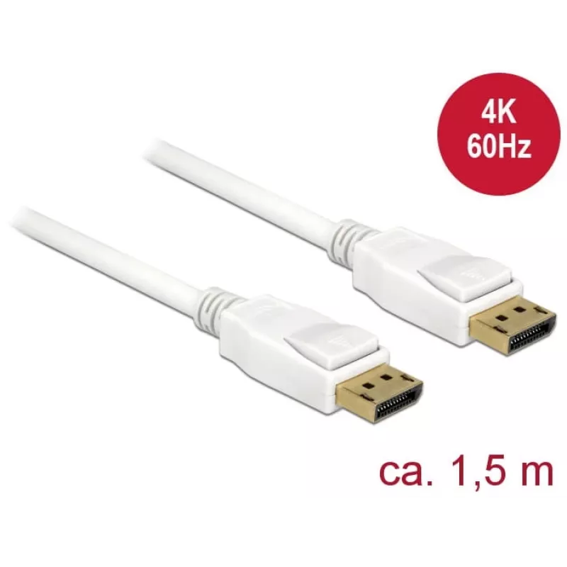 DisplayPort cable DeLOCK 85509 1.5 m White