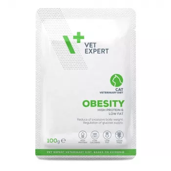 Wet cat food VETEXPERT Obesity Chicken 100 g — veterinary diet for overweight adult cats, single-serving sachet