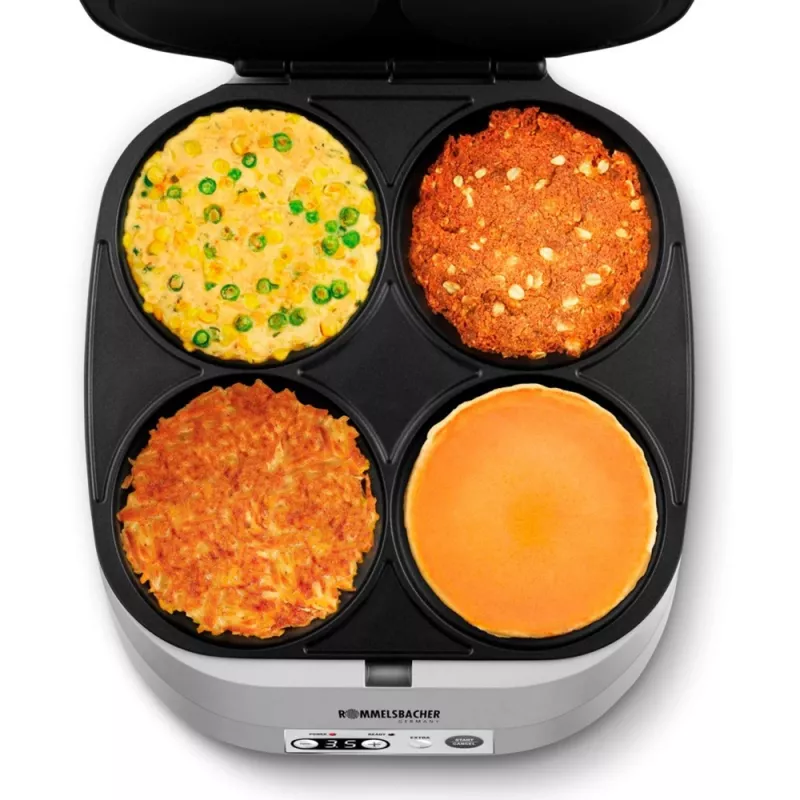 ROMMELSBACHER PC 1800, 4 Crepe(s), Silver, Plastic, 13,5 cm, Buttons, 1800 W