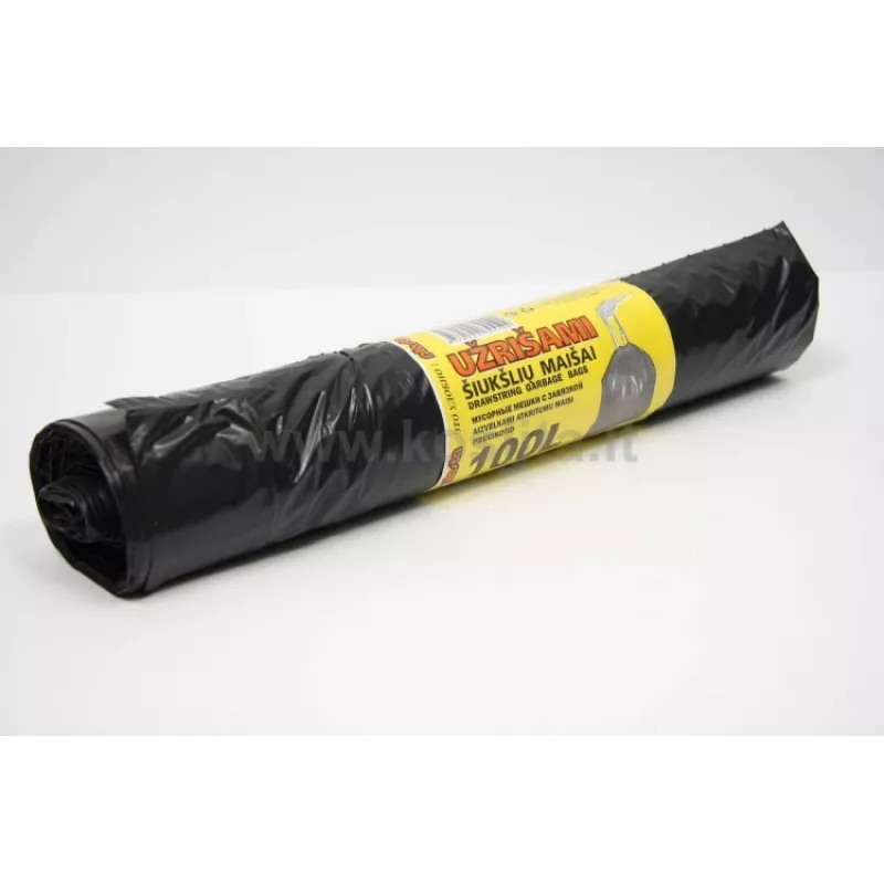 Drawstring Trash Bags, 100l/10pcs., 35 mikr.