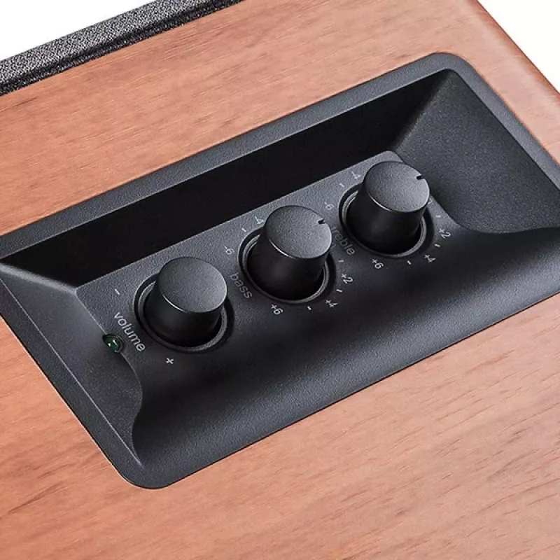 Edifier R1280T Active Bookshelf Speaker System with Remote Control and Dual RCA Inputs - Brown Wood