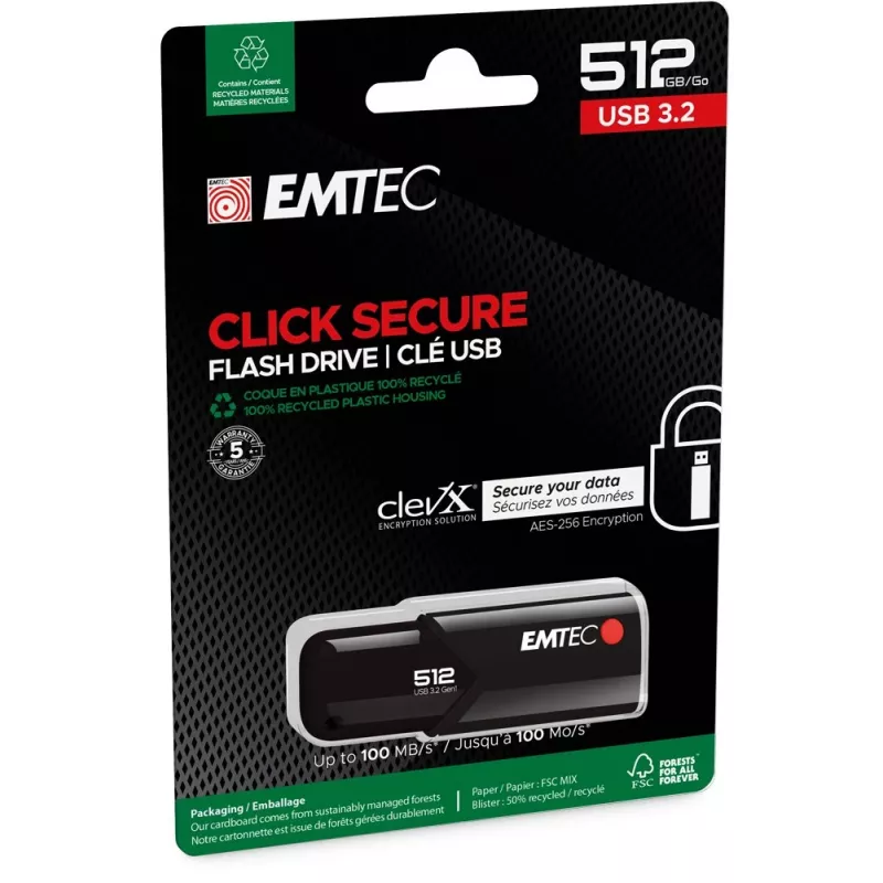 USB flash drive Emtec B120 Click Secure 512 GB USB Type-A 3.2 Gen 2