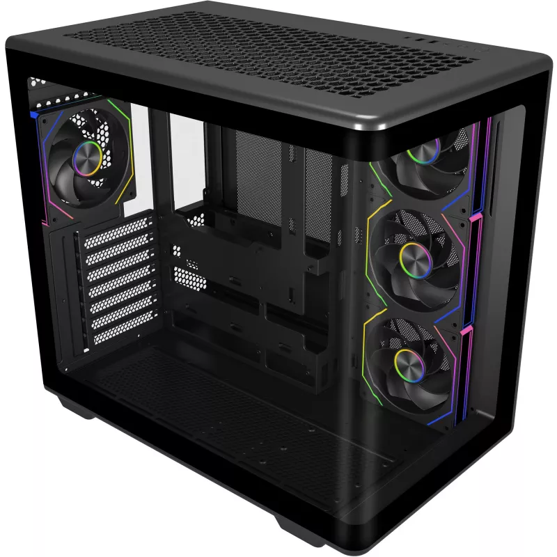 Elite 600 ARGB , Tower-Enclosure black, Tempered Glass x 2