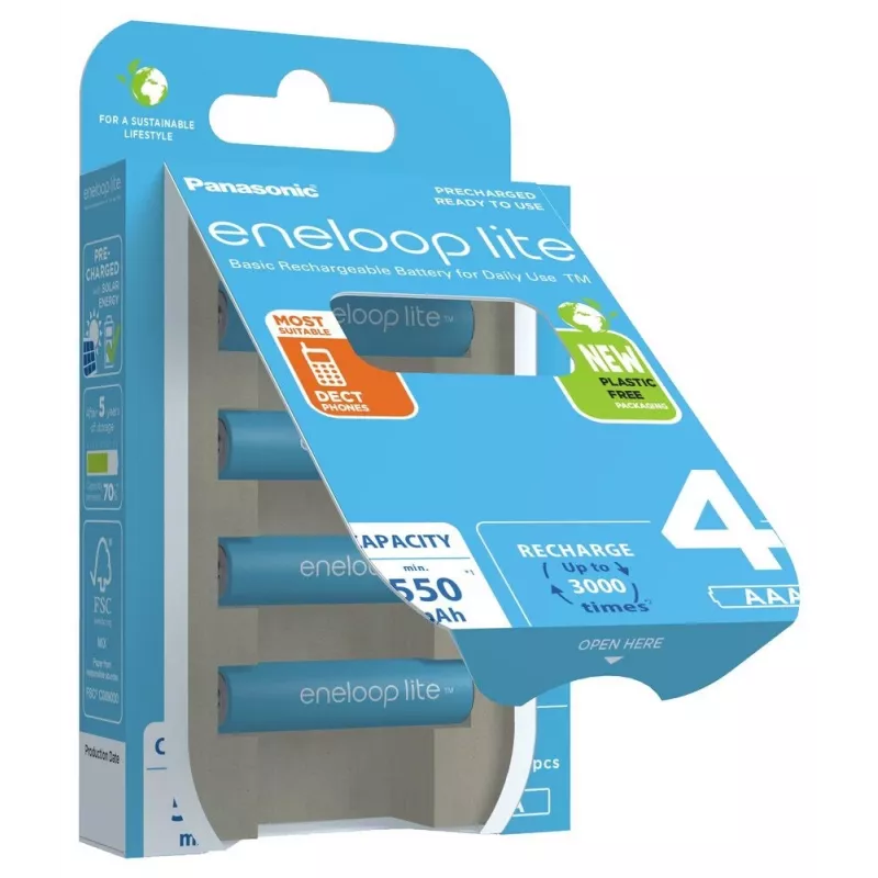 Rechargeable batteries PANASONIC ENELOOP LITE AAA 550 mAh 4 pc(s) (BK-4LCCE/4CP)