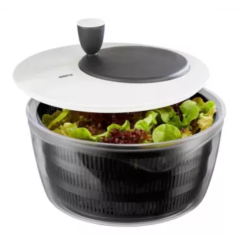 Salad spinner GEFU Rotare crank handle, capacity 3 L, plastic housing, black/white, dishwasher safe