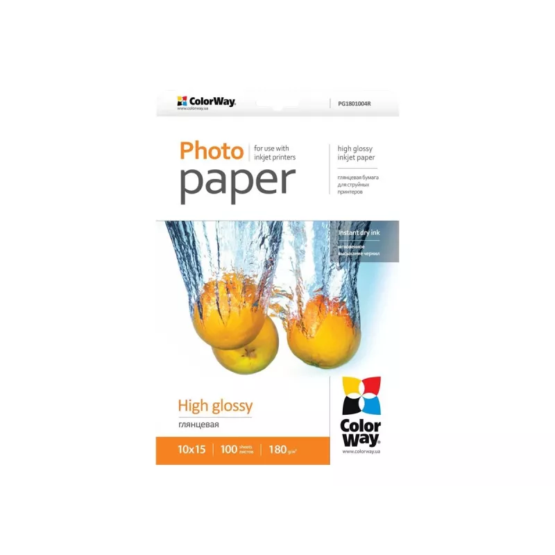 ColorWay Photo Paper 100 pc. PG1801004R Glossy, 10 x 15 cm, 180 g/m²