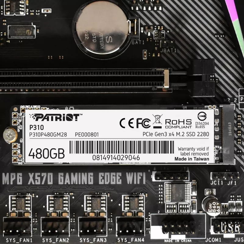 SSD disk Patriot Memory 480 GB M.2 PCI Express 3.0 NVMe P310