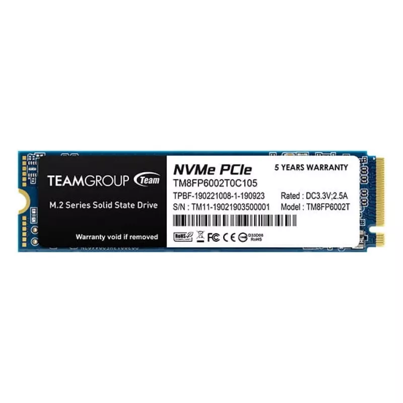Team Group MP33 - SSD - 2TB - Internal - M.2 2280 - PCIe 3.0 x4 (NVMe) - Black (TM8FP6002T0C101)