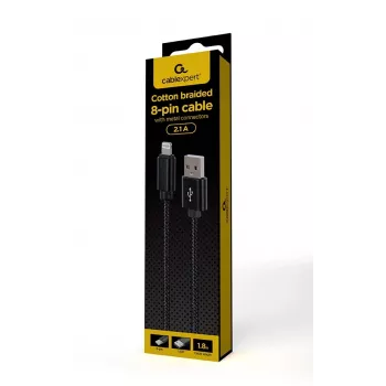 Lightning to USB-A cable GEMBIRD CCDB-MUSB2B-AMLM-6 — 1.8 m, USB 2.0, 2.1 A, black