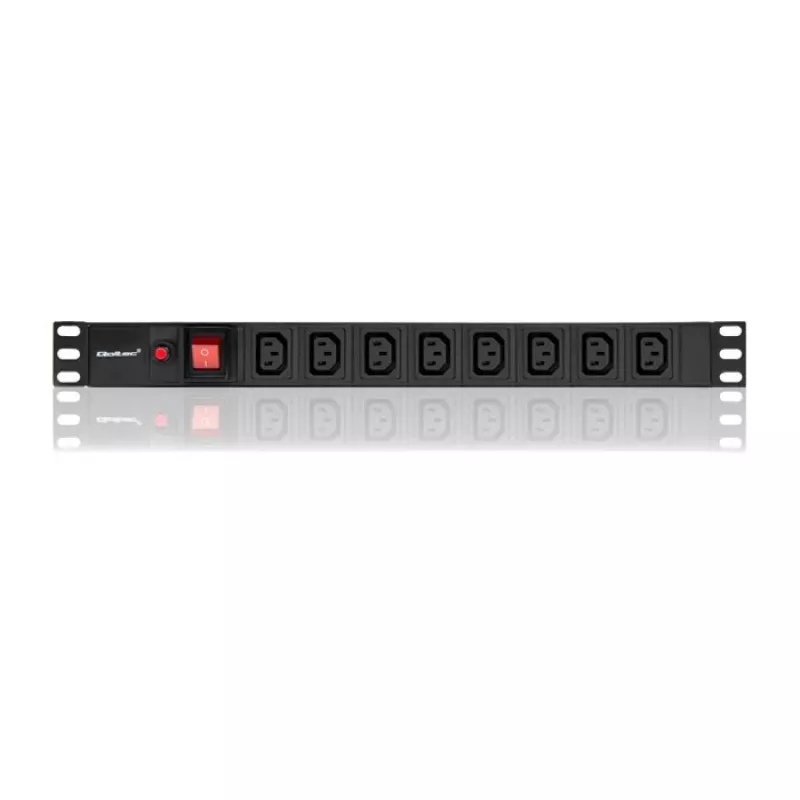 Qoltec 53998 Power strip for RACK 19 | 1U | 10A | PDU | 8xIEC C13 | 2m