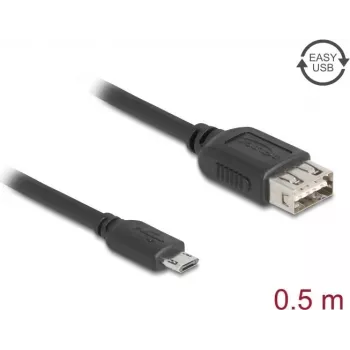 USB 2.0 cable DELOCK 81517, Micro-USB B to USB A, 0.5 m, black