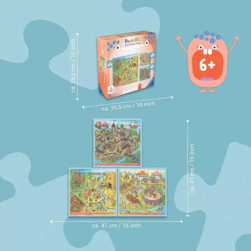 Puzzle UP Geschichte - Steinzeit, Altes Rom, Mittelalter 100, 121 and 144 Pieces