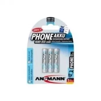 ANSMANN 5030142 NiMH rechargeable battery Micro AAA, Phone DECT, 800mAh, 3-pack