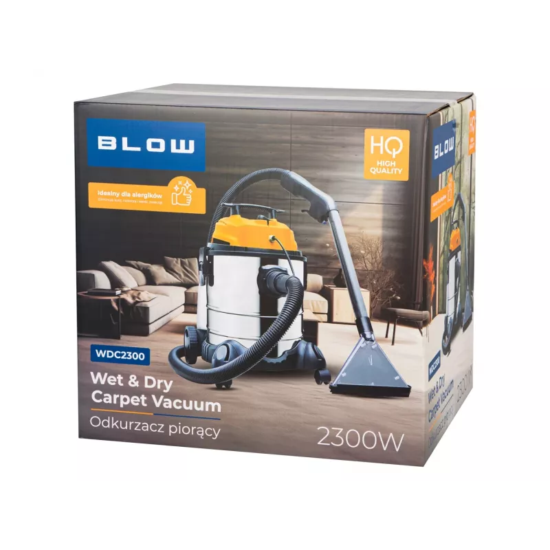 Ride-on washing vacuum cleaner BLOW WDC2300 — dirty water 25 L, fresh water 4.5 L, 1.5 m hose, 6 m cord, 7.35 kg
