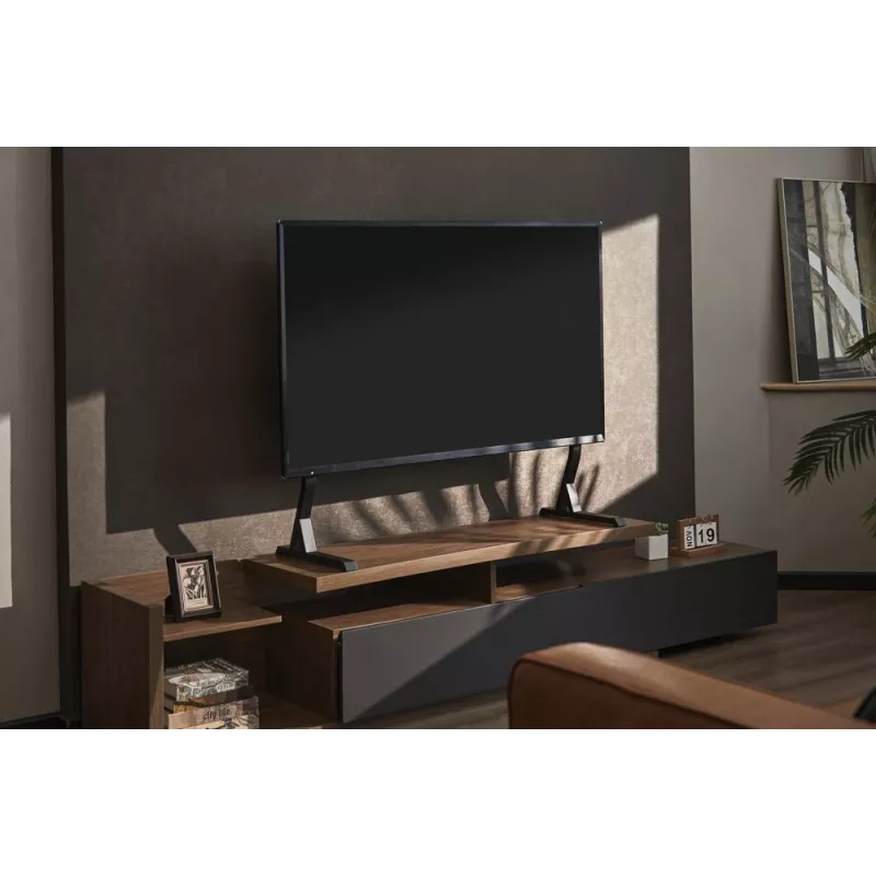 Floor TV stand GEMBIRD TVS-D90F-01 for 45–90 inch TVs, steel, fixed-height, VESA 200x200–800x400, max load 60 kg, 970×800×525 mm