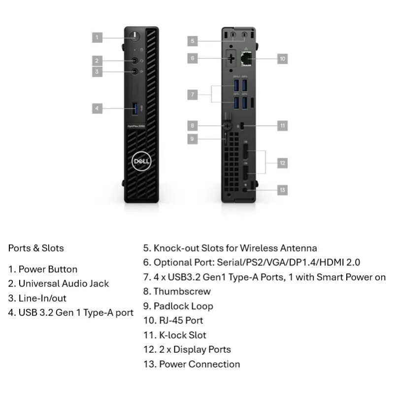 Desktop PC Lenovo OptiPlex 3090 (refurbished Grade B) — Intel Core i5-10500T, 8GB RAM, 256GB NVMe, Intel UHD Graphics 630, Windows 11 Pro