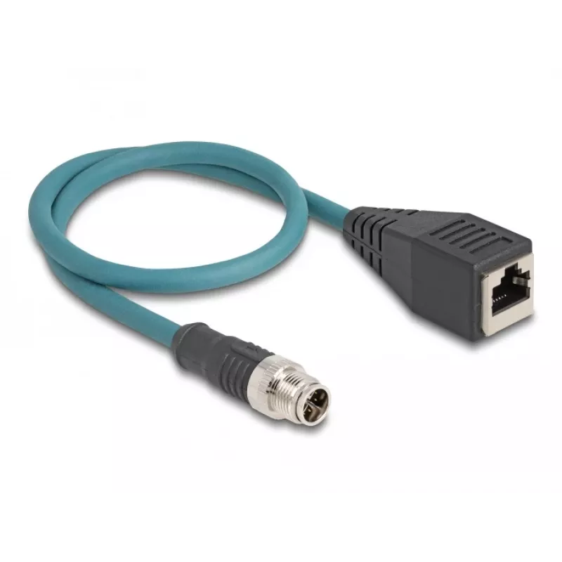DeLOCK M12 Adapter Cable X-coded 8 pin male to RJ45 female 50 cm