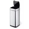Rectangular Trash Can Durable NO TOUCH 35L Stainless Steel Black Silver