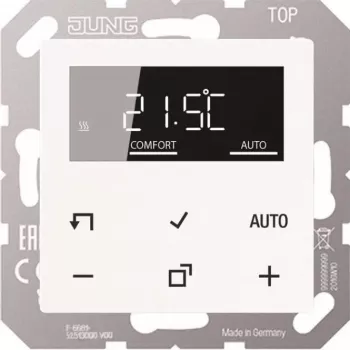 Room temperature controller Jung TR D A 1790 WW with display, wall-mounted thermostat