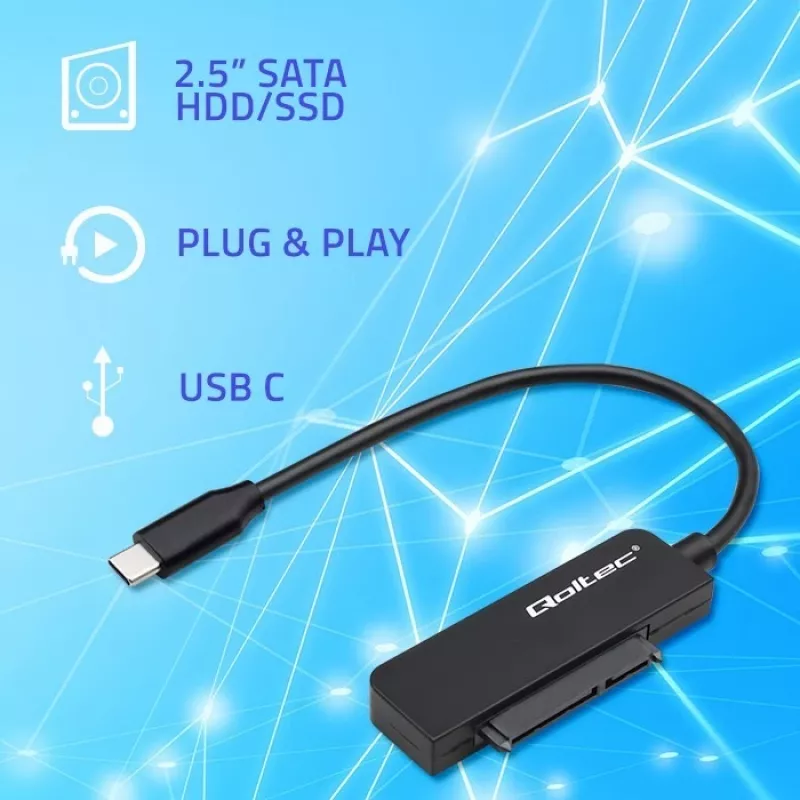 QOLTEC SATA adapter 52269 for 2.5 inch drive to USB-C, supports up to 2TB