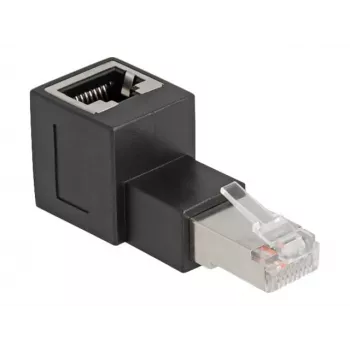 DeLOCK RJ45 plug to RJ45 jack Adapter Cat.6A 90° upwards angled Black