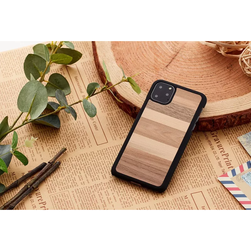 Smartphone case man and wood for iPhone 11 Pro — black sand color, protective shell