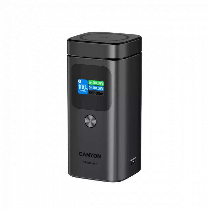 CANYON Qi2 magnetic power bank OnPower 150 15000mAh Aluminium Dark grey
