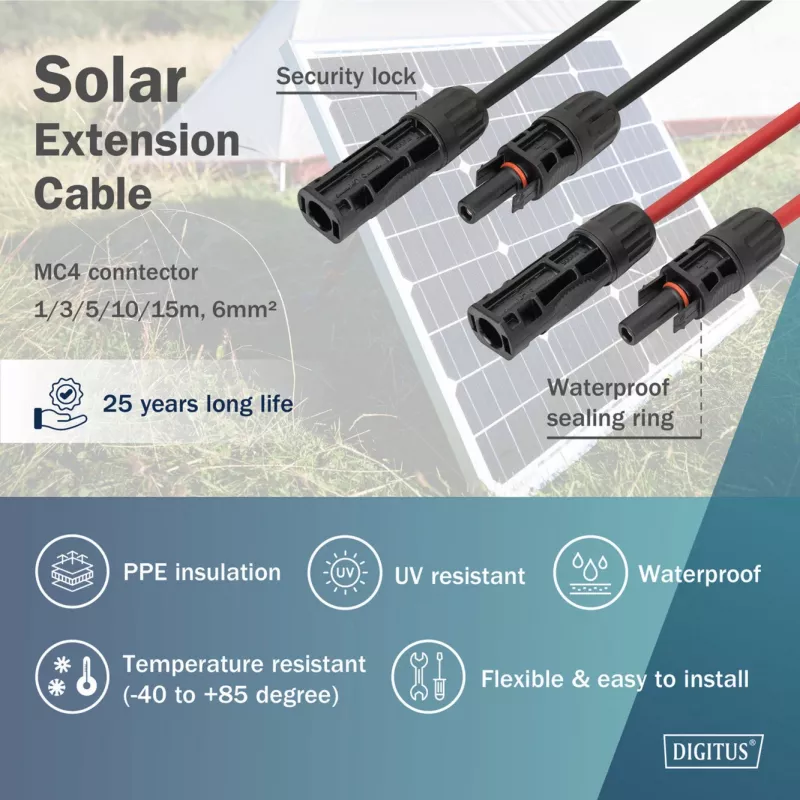 Cable Digitus DK-SCEC66-0030 6 mm² 3 m MC4 Black Red