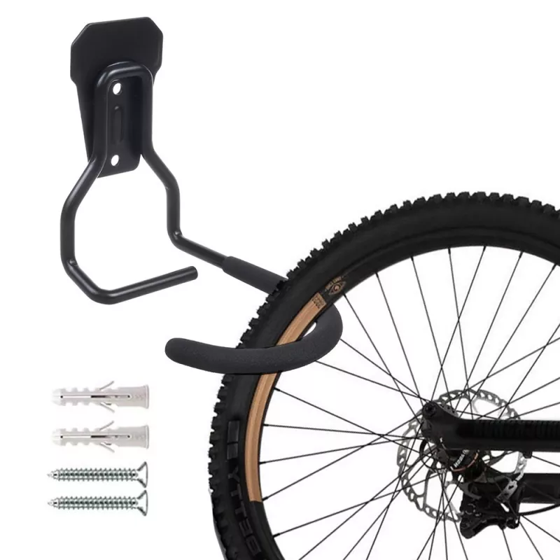 Wall bike mount MACLEAN MC-433 vertical bicycle hanger, foldable, adjustable width, for bikes up to 20 kg, black
