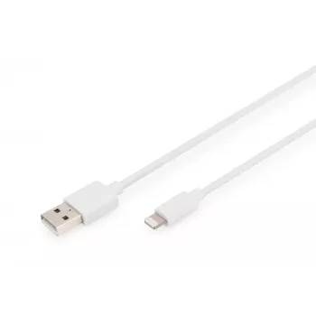 DIGITUS - Lightning-Cable - Lightning (M) to USB (M) - 1,0m - Double Insulation - White - Moulded - for Apple iPad/iPhone/iPod (Lightning) (DB-600106-010-W)