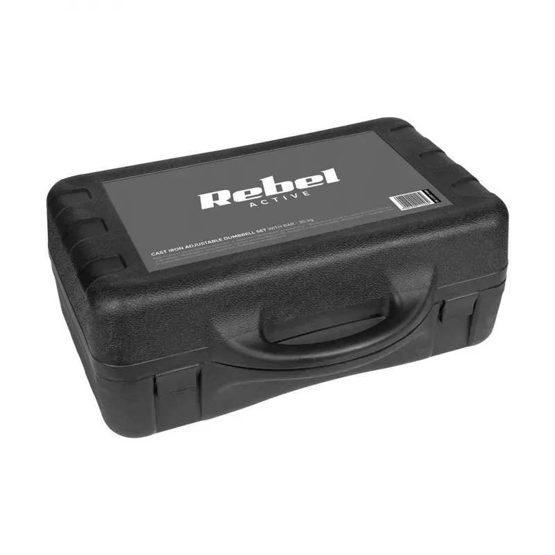 REBEL ACTIVE Adjustable dumbbells in a case 30 kg with a bar