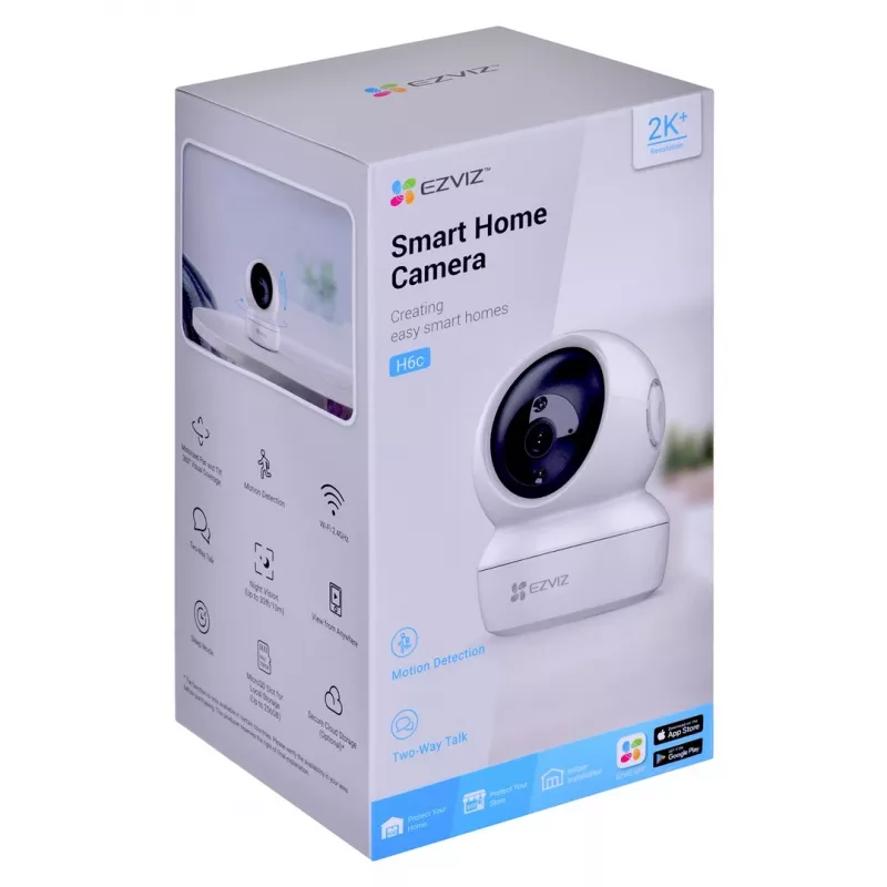 IP security camera EZVIZ H6c 1920 x 1080, indoor spherical, Wi‑Fi & Ethernet, 4 mm lens, 360° viewing, microSD up to 256 GB