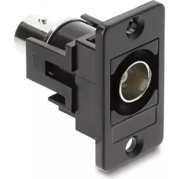 Panel-mount BNC coupler DELOCK 91107 — BNC socket to BNC socket, black