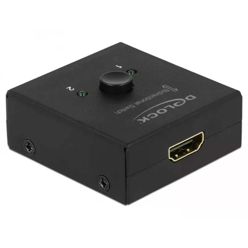 DeLock HDMI 2 - 1 bidirectional 4K 60 Hz compact - Retail Box - Video/Audio-Switch - 2 x HDMI - Desktop (64072)