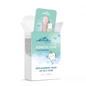 Replacement brush head for electric toothbrush ETA Sonetic Kids — pink, 1 pc, monthly replacement