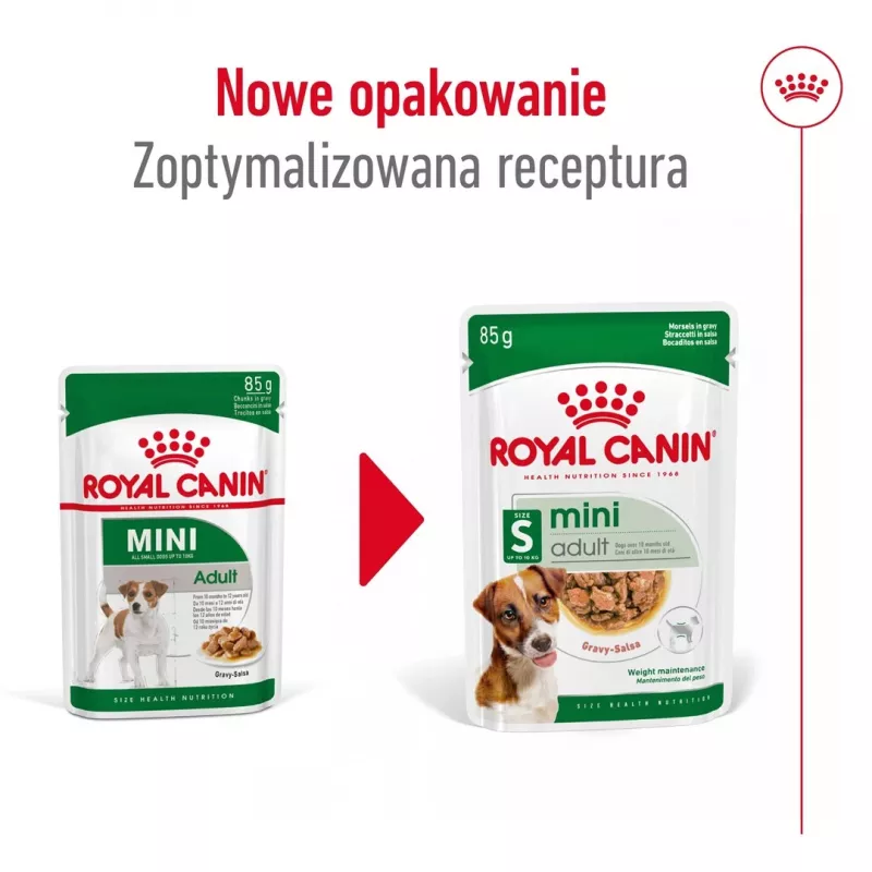 Wet dog food Royal Canin Mini Adult sachet 85 g, poultry, for small breeds 5–10 kg, 12 × 85 g pack