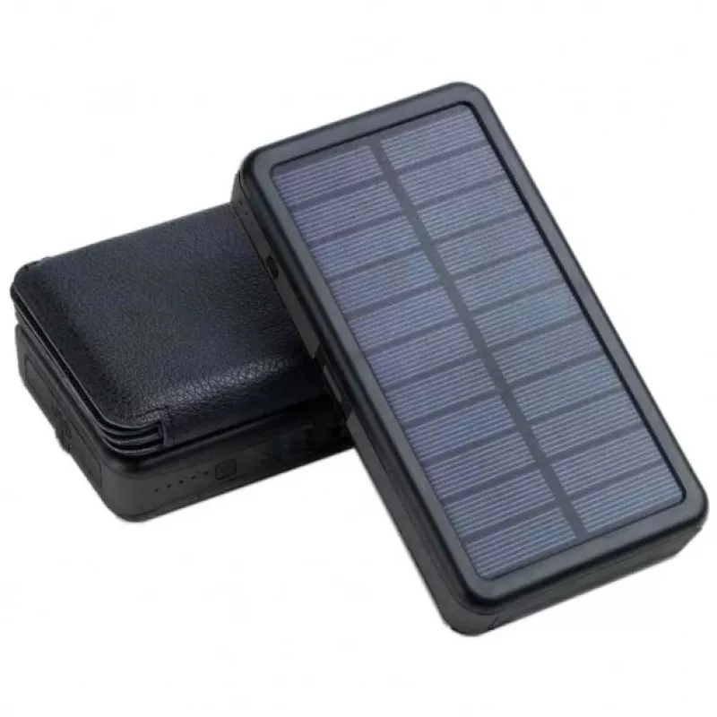 PowerNeed ES20000B Foldable Solar Panel with Power Bank, 9 W, 20000 mAh, Li-Poly, 2x USB 2A, Black