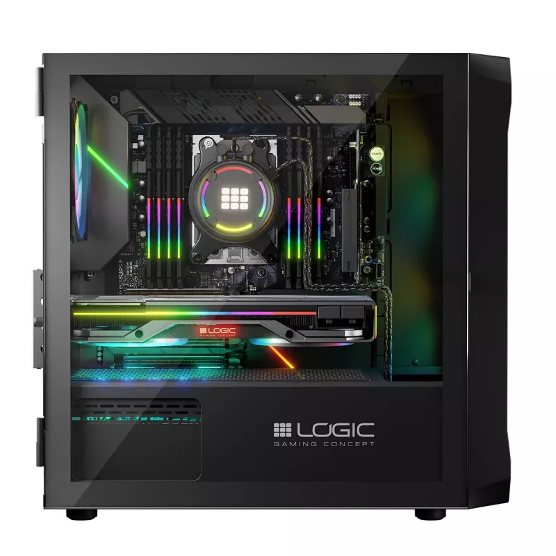 Computer Case Logic Concept Portos Mini ARGB Micro ATX Black