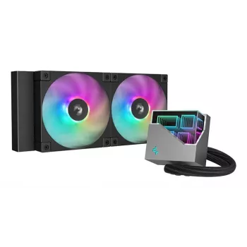All-in-one liquid cooler DeepCool LT240 — 240 mm radiator, 2x 120 mm PWM fans, Hydro Dynamic Bearing, LGA 1200 support, black