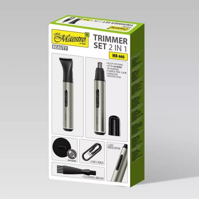 Trimmer set 2-in-1 Maestro MR-666 USB — rechargeable dual grooming kit