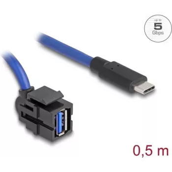 DeLOCK 88156 USB cable 0.5 m USB A USB C Black Blue